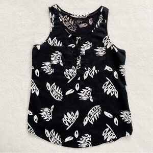 Ann Taylor LOFT Linen Blend Leaf Print Mixed Fabric Sleeveless Top XS